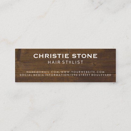 Kapsalon Scharen Rustiek Hout Mini Visitekaartje (Achterkant)