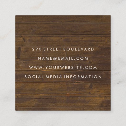 Kapsalon Scharen Rustiek Hout Vierkante Visitekaartje (Achterkant)