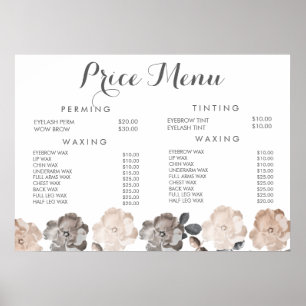 Kapsalon Schoonheidssalon Kapper Menu Prijs Poster