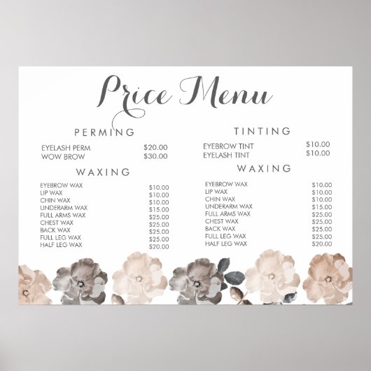 Kapsalon Schoonheidssalon Kapper Menu Prijs Poster (Voorkant)