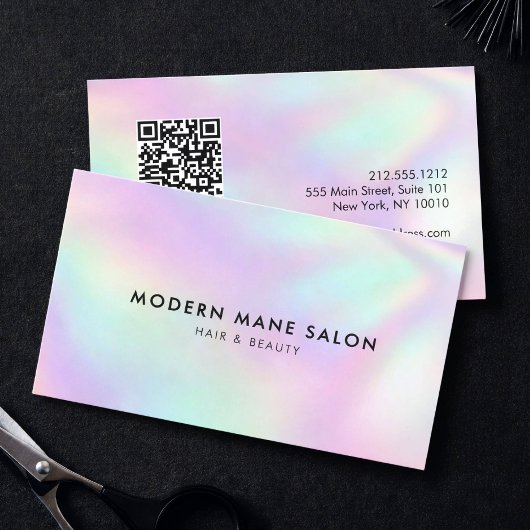 Kapsalon Schoonheidssalon QR Code Minimalistisch Visitekaartje