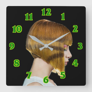 Kapsalon-schoonheidssalon vierkante wandklok