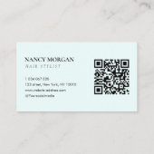 Kapsalon Script Typografie QR-code Babyblauw Visitekaartje (Achterkant)