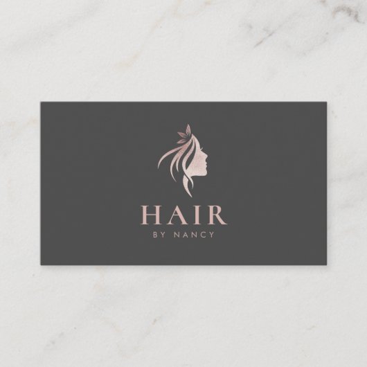 Kapsalon script typografie Roze Goud Glitter Visitekaartje (Voorkant)