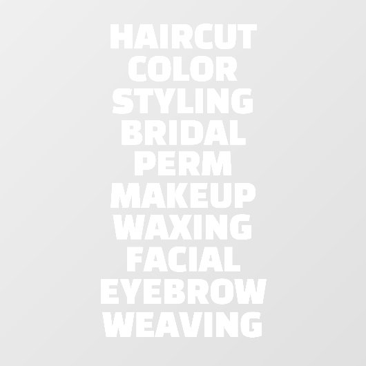 Kapsalon Spa aanpassen Lijst van diensten Groot Raamsticker (Vel)