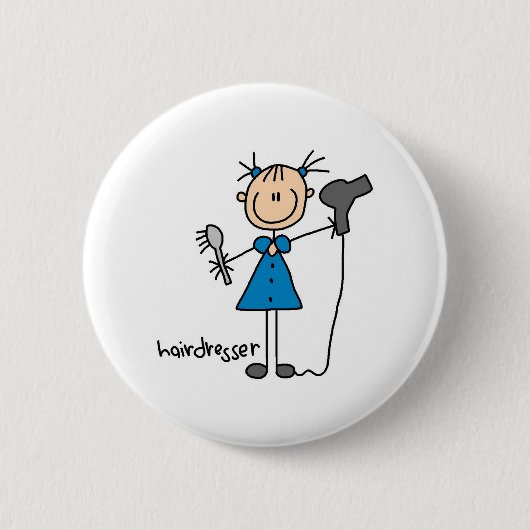 Kapsalon Stickfiguur Ronde Button 5,7 Cm (Voorkant)