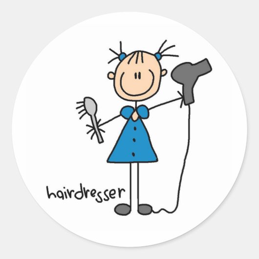 Kapsalon Stickfiguur Ronde Sticker (Voorkant)