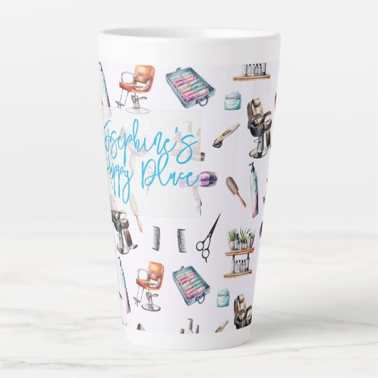 Kapsalon stylist kapsalon gepersonaliseerd latte mok (Voorkant)