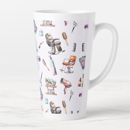 Kapsalon stylist kapsalon gepersonaliseerd latte mok (Rechts)