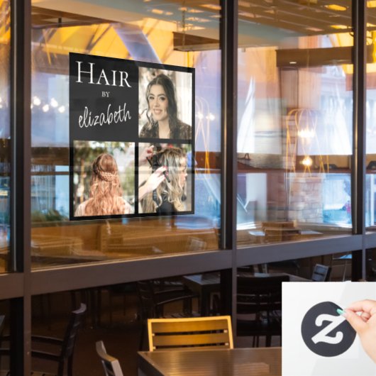 Kapsalon Stylist Script 3 foto's Zwart Raamsticker (Restaurant Raam)