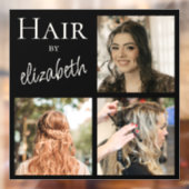 Kapsalon Stylist Script 3 foto's Zwart Raamsticker (Vel 2)