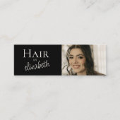 Kapsalon Stylist Script Foto Zwart Mini Visitekaartje (Voorkant)