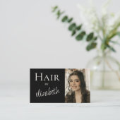 Kapsalon Stylist Script Foto Zwart Visitekaartje (Staand voorkant)