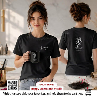 Kapsalon Stylist Zwart Wit Salon Uniform, Bewerkba T-shirt