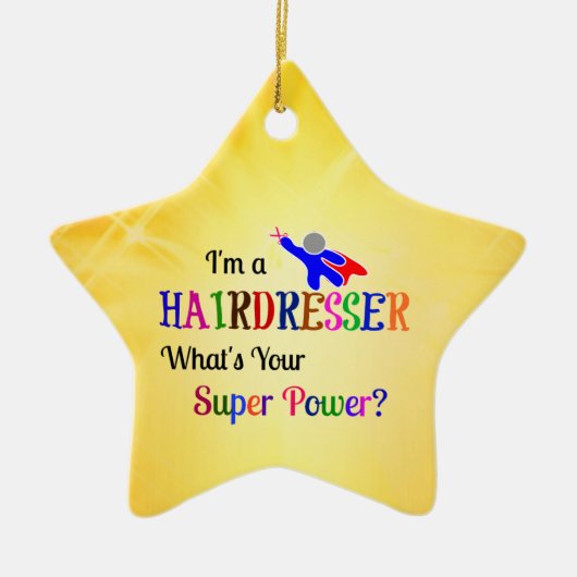 Kapsalon Superkracht Keramisch Ornament (Voorkant)