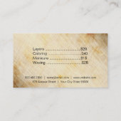 Kapsalon | Tarieven Visitekaartje (Achterkant)