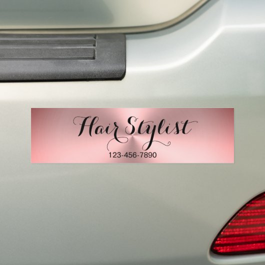 Kapsalon Telefoonnummer Roze Geborsteld Metaal Loo Bumpersticker (Op auto)