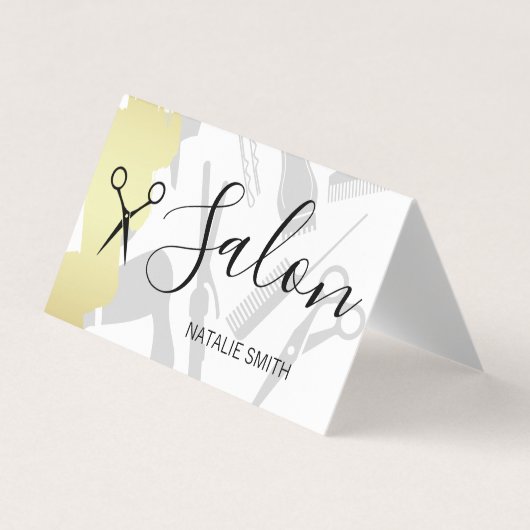 Kapsalon Tools en Goud Geborsteld Visitekaartje (Voorkant)