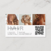 Kapsalon Typografie 3 Foto Raster QR Code Visitekaartje (Voorkant)