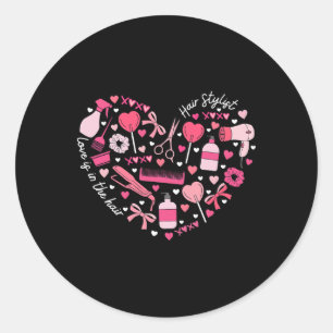 Kapsalon Valentijnsdag Hart Kapsalon Cosmetica Ronde Sticker