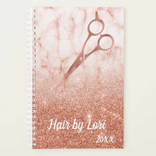 Kapsalon Zakelijk Roze Gouden Schaar Planner (Voorkant)