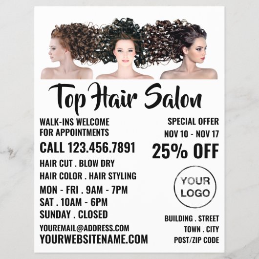 Kapsalonmodellen, Kapper, Kapsalon Advertentie Flyer (Voorkant)