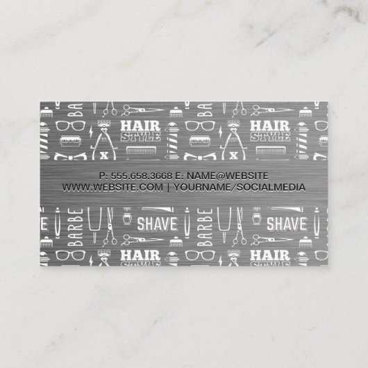 Kapsel Barber Patroon en Hair Tools Visitekaartje (Achterkant)