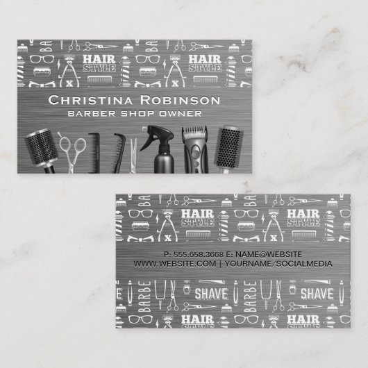 Kapsel Barber Patroon en Hair Tools Visitekaartje (Voorkant / Achterkant)
