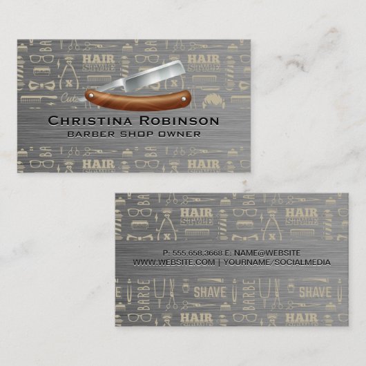 Kapsel Kapsalon Patroon | Scheermes Visitekaartje (Voorkant / Achterkant)