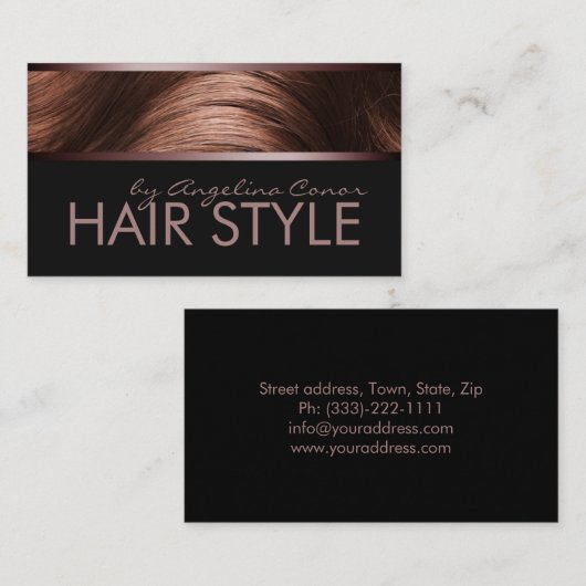 Kapsel stylist bruin haar visitekaartje (Voorkant / Achterkant)