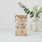 Kapsel Stylist Curly Blond Haar Sparkle Kaart Visitekaartje (Staand voorkant)