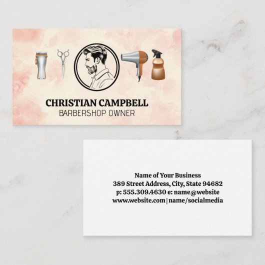 Kapsel voor mannen | kapper | Tools Visitekaartje (Voorkant / Achterkant)