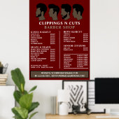 Kapsels, Heren Kappers Prijslijst Poster (Thuiskantoor)