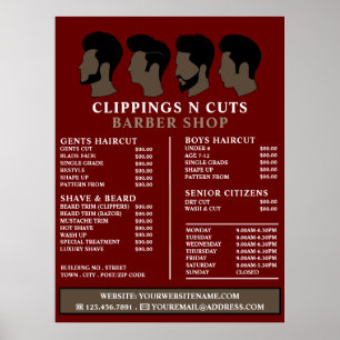 Kapsels, Heren Kappers Prijslijst Poster