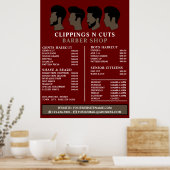 Kapsels, Heren Kappers Prijslijst Poster (Keuken)