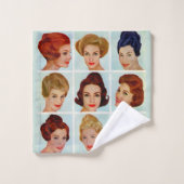 kapsels uit de jaren 60 grid bad handdoek (Wasdoekje)
