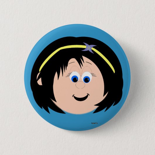 Kapskids Black Hair Blue Eyes Face Button Badge (Voorkant)