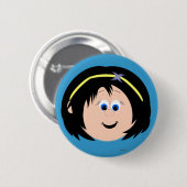Kapskids Black Hair Blue Eyes Face Button Badge (Voorkant /achterkant)