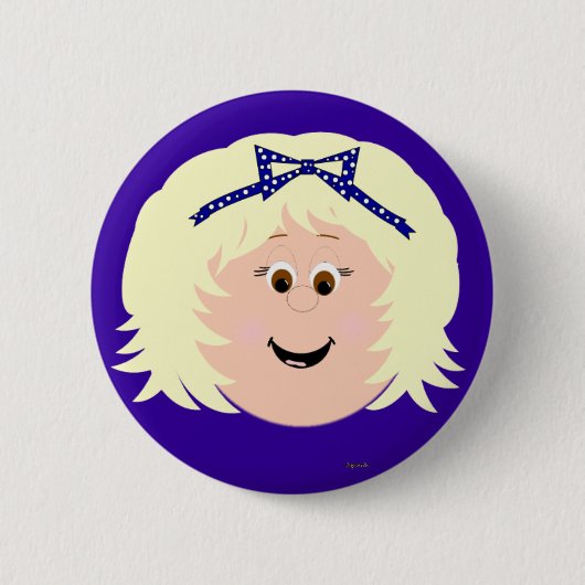 Kapskids Blonde Girl Face Button Badge (Voorkant)