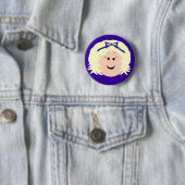 Kapskids Blonde Girl Face Button Badge (In situ)