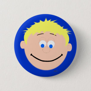 Kapskids Boy Blonde Blue Eyed Face Button Badge