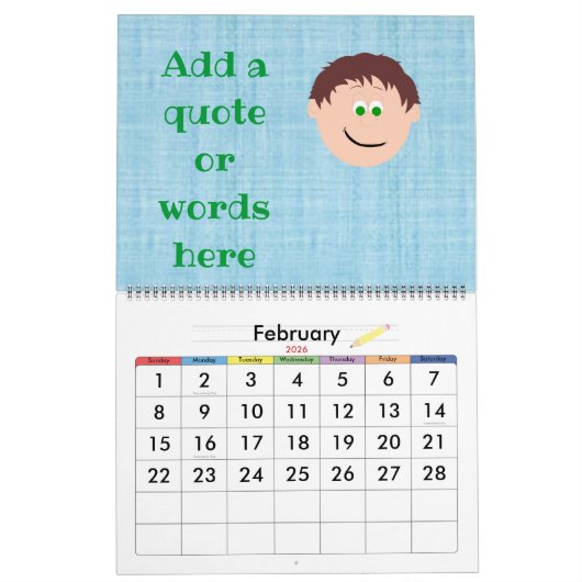 Kapskids-gezichten passen uw eigen graphics aan kalender (Feb 2026)