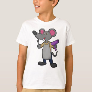 Kapster muis met schaar en föhn t-shirt