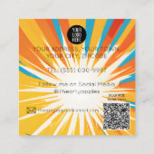 kapster Retro Pop Art Lady vrouw Wow Vierkante Visitekaartje (Achterkant)