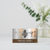 kapstok | kapperszaak | Metallic Barber Gereedscha Visitekaartje (Staand voorkant)