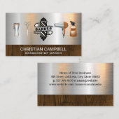 kapstok | kapperszaak | Metallic Barber Gereedscha Visitekaartje (Voorkant / Achterkant)