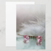  kaptafel juweel veer blauwgroen roze briefpapier (Voorkant / Achterkant)