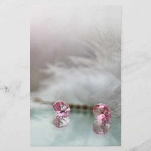  kaptafel juweel veer blauwgroen roze briefpapier (Voorkant)