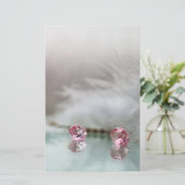  kaptafel juweel veer blauwgroen roze briefpapier (Staand voorkant)