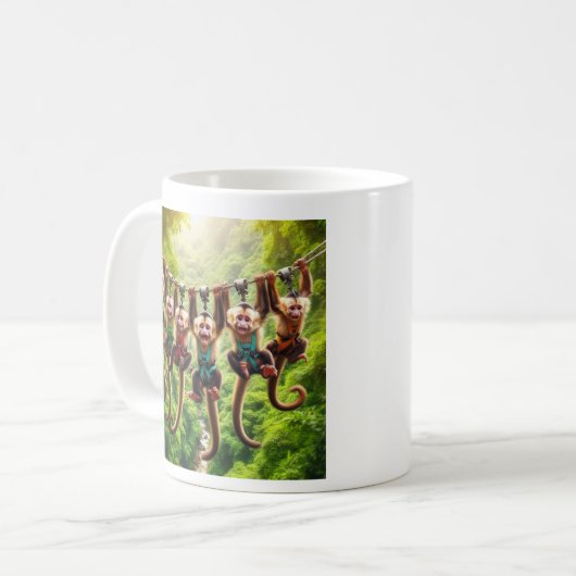 Kapucijnapen op een luifel tour koffiemok (Voorkant links)